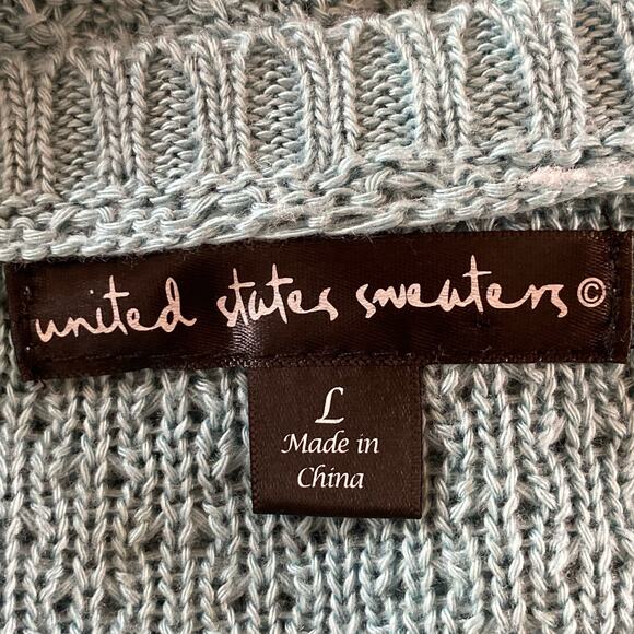 United States Sweaters Tunic Seafoam Cable Knit Lace Trim Minimalist Casual LG - Picture 6 of 8
